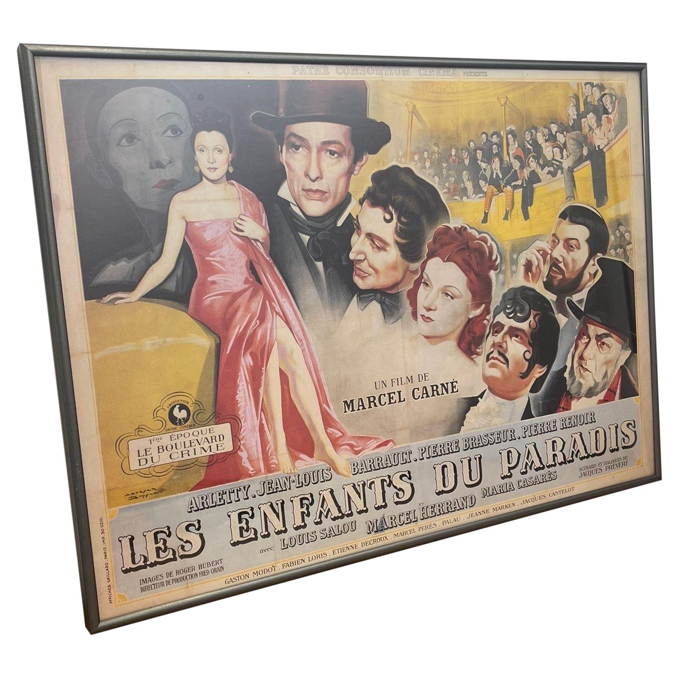 Vintage Framed Movie Poster of “ Les Enfants Du Paradis “ Circa 1945. For Sale