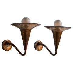 Italian Designer, Wall Light, Copper, Italy, 1940s