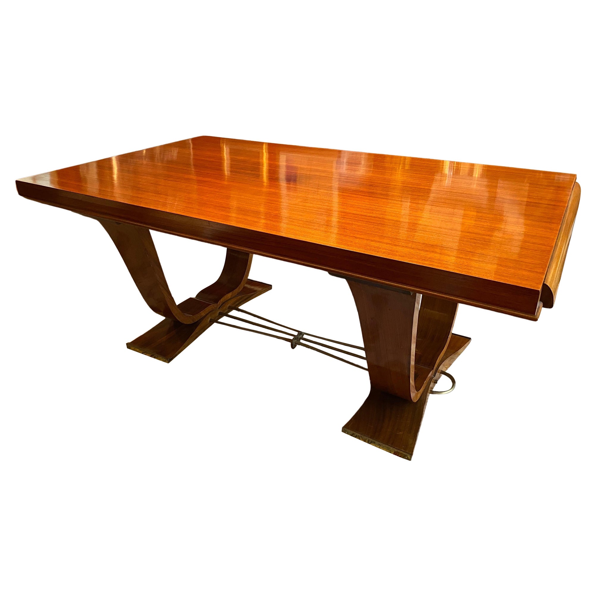 Large Extendable French Art Deco Dining Table attributed to Jules Leleu For Sale
