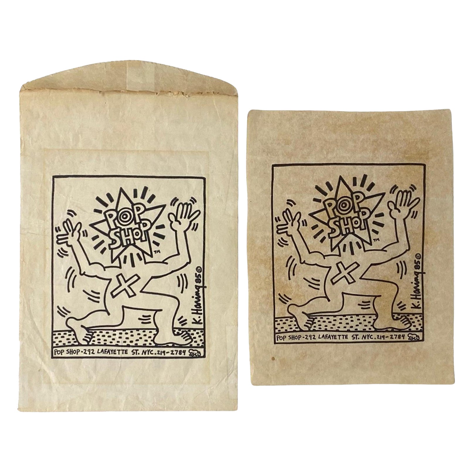 Original New Yorker Pop Shop Lithographie-Tasche von Keith Haring mit Bonus, 1980er Jahre