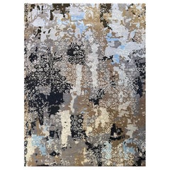 Tapis 9'x12' Deconstructed Floral Design amnes dans les tons Browns et Blues