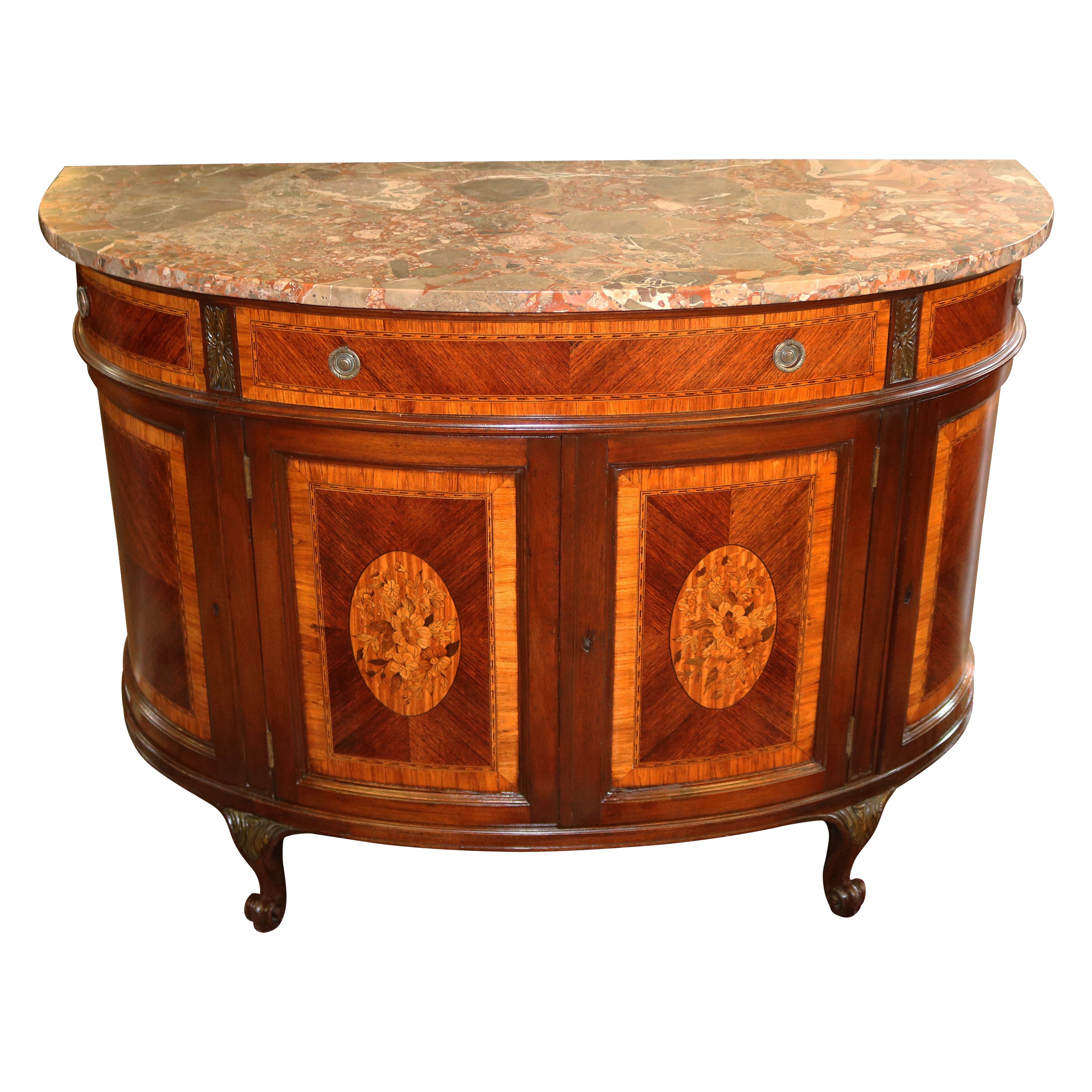 Antique French Kingwood Marble Top Dresser Chest Server Commode For Sale