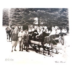 Original Used Photo; The Lake Tahoe Area "Group of People Sledding" Date 1931