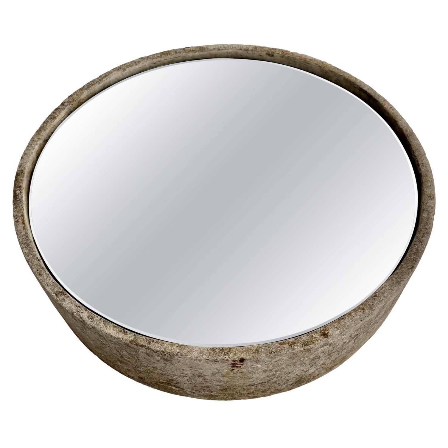 Circular Willy Guhl Concrete Mirror, 1960s Switzerland