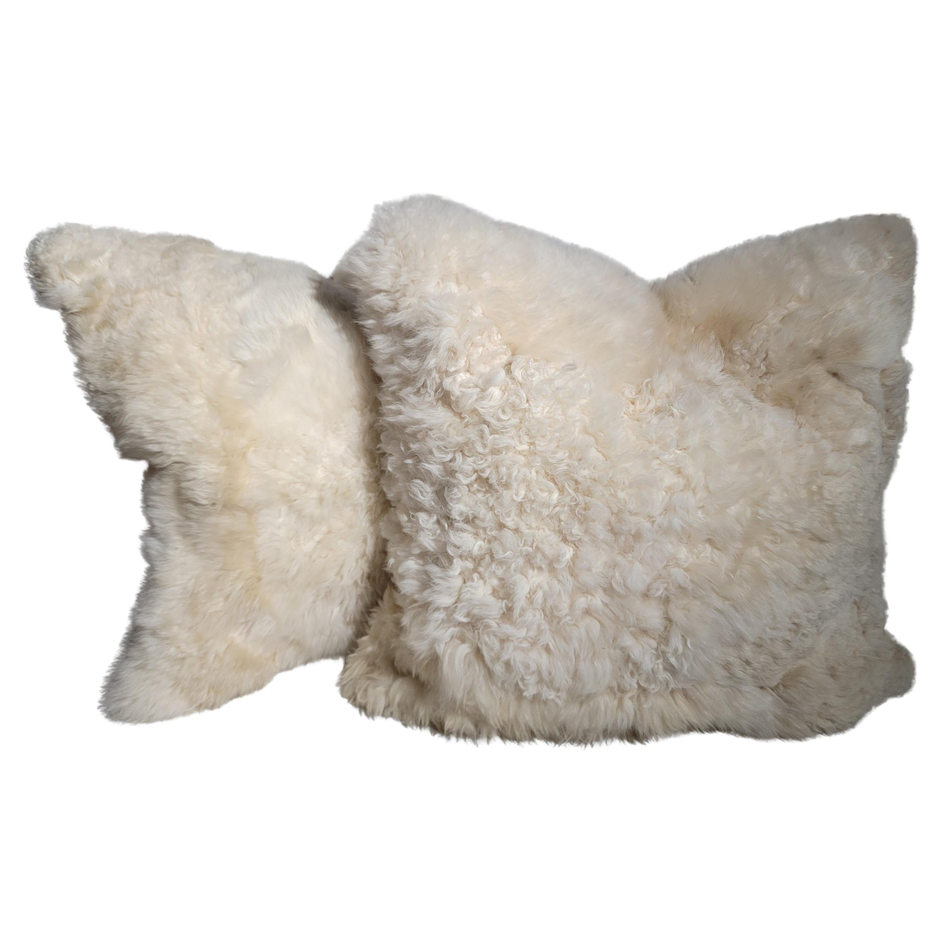 Lux  Sheepskin  Pillows - Pair For Sale