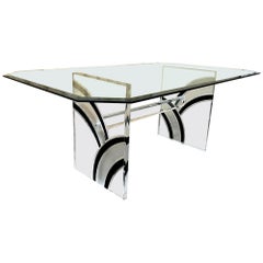 Mid Century Modern Lucite base Dining Table. Circa 1970s. 
