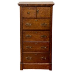 Antique English Handcrafted Oak Lingerie Chest, c. 1900