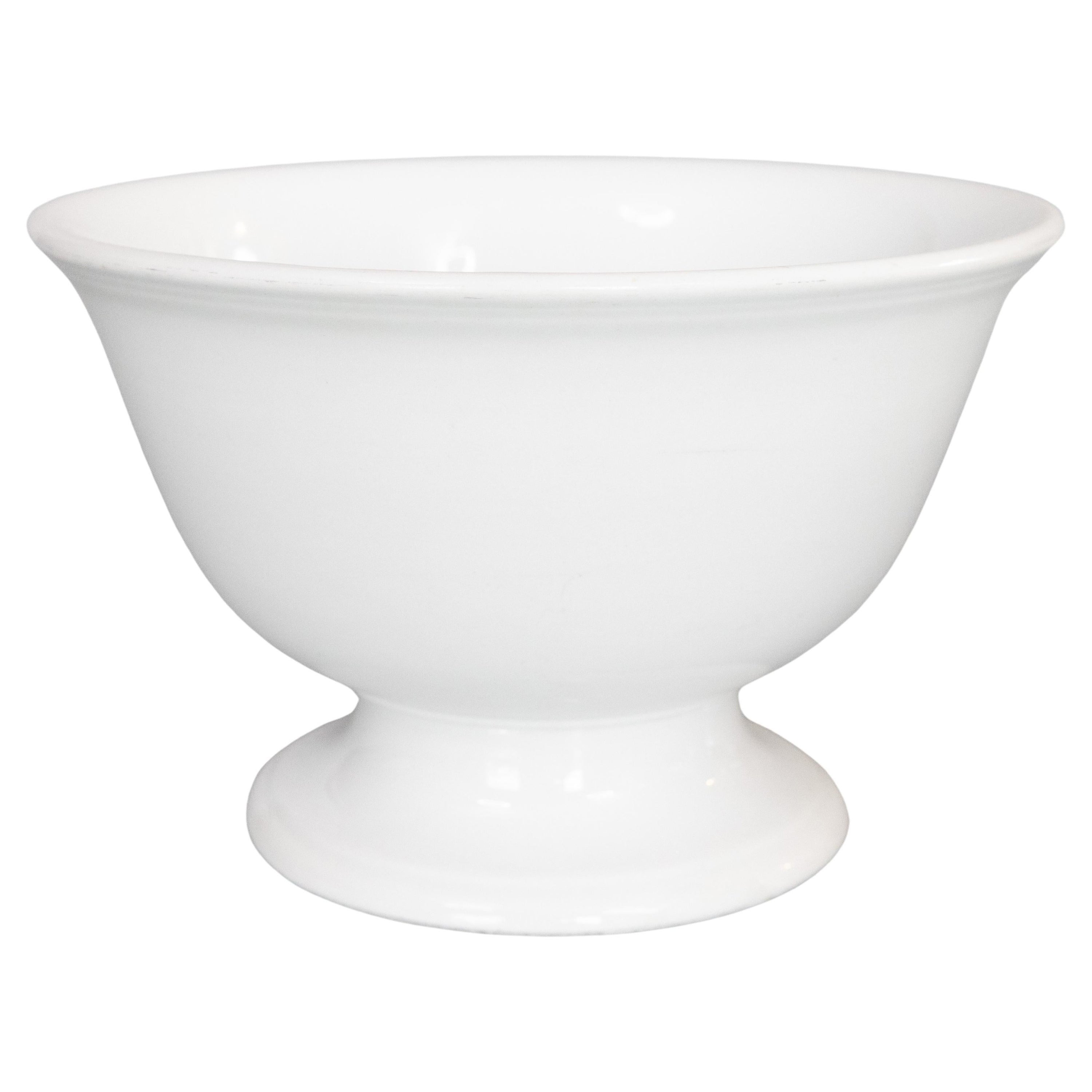19th Century English White Ironstone Pedestal Punch Bowl For Sale