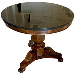 Antique Regency Quality Mahogany Circular Marble Top Centre/Lamp Table