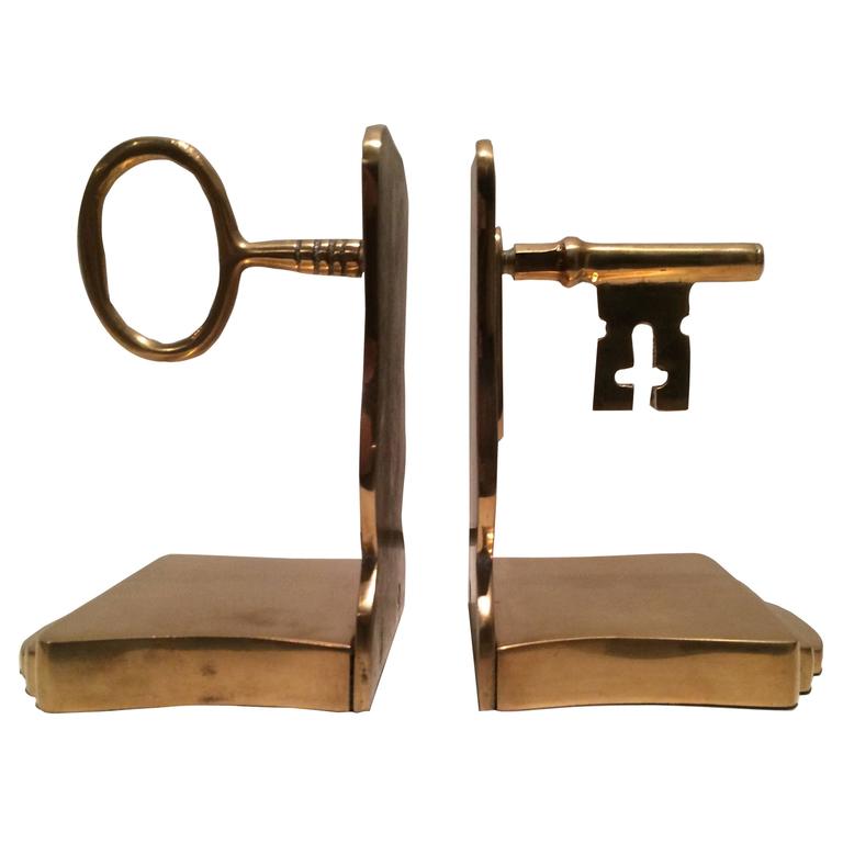 Solid Brass Skeleton Key Bookends at 1stDibs