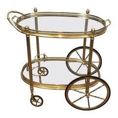 Vintage Oval Brass Drinks Trolley by Maison Bagués