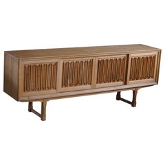 Sculptural Low Sideboard in Oak, Mid Century Modern, Danish Cabinetmaker, 1960s