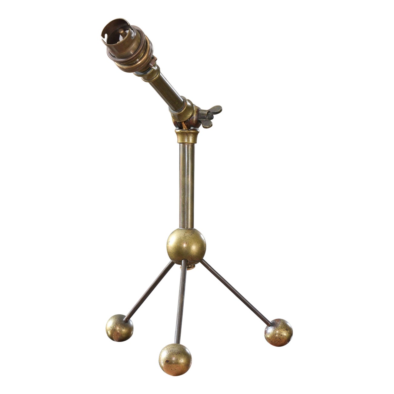 An Adjustable Brass Table Lamp For Sale