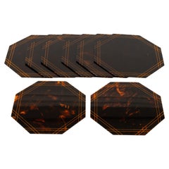 Used Set of Eight Placemats Tortoiseshell Effect Lucite by Team Guzzini, Italy 1970s