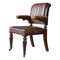 Chaise de bureau en cuir du XIXe siècle