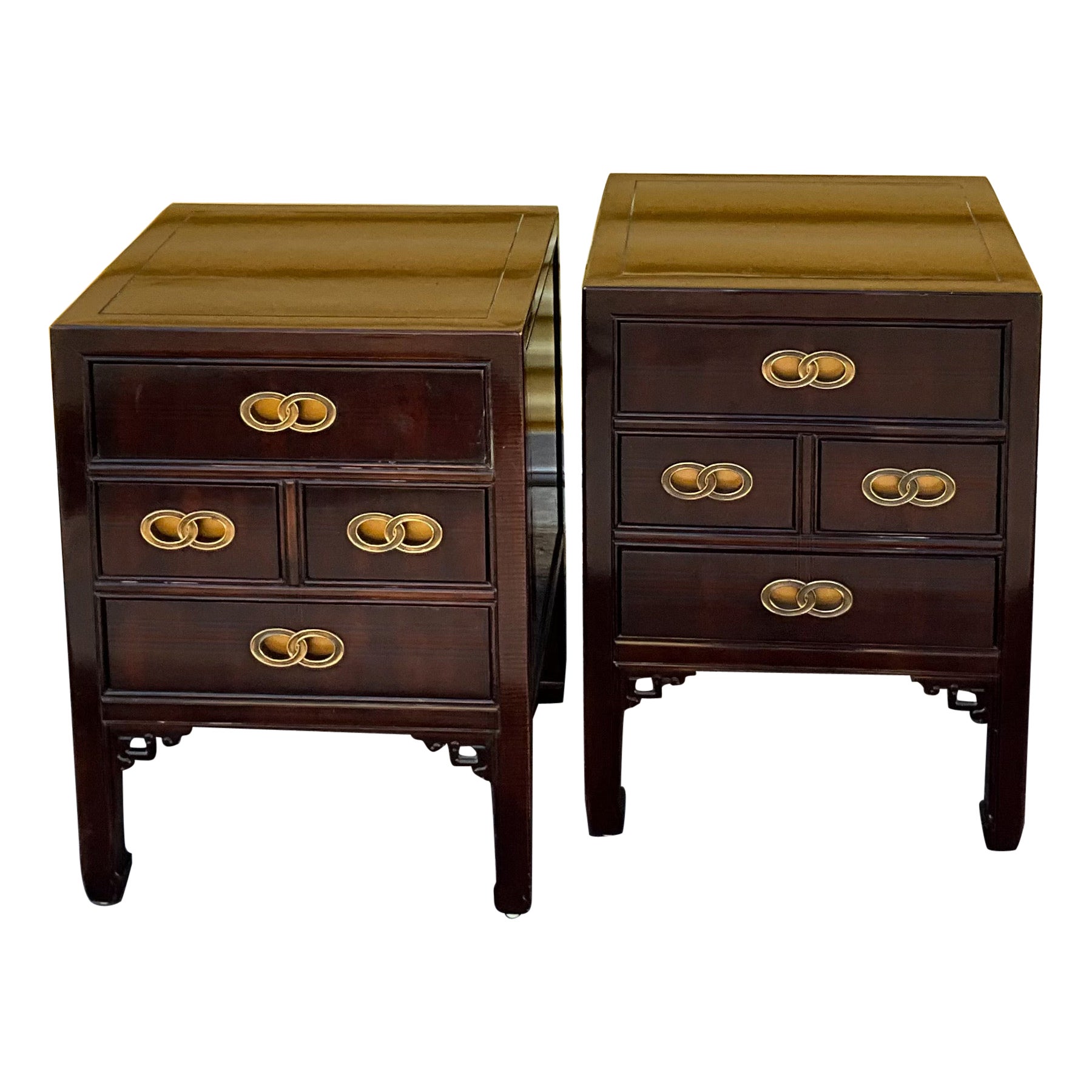 Michael Taylor for Henredon Asian Modern Ming Style Nightstands Side Tables -S/2