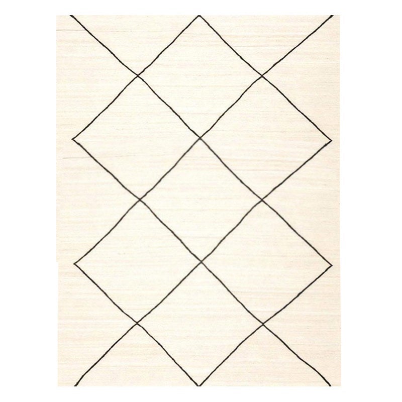 Contemporary Handmade Wool Kilim Beige and Black Rug. 4.00 x 3.00 m For Sale