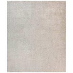 Tapis contemporain beige en laine et soie fait à la main par Doris Leslie Blau