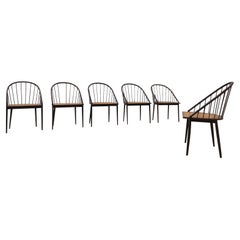 1950's Brazilian 'curva' Set of 6 Chairs by Joaquim Tenreiro