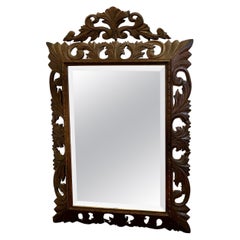 French Carved Gothic Oak Wall Mirror  The Oak Mirror Frame is Crisply Carved