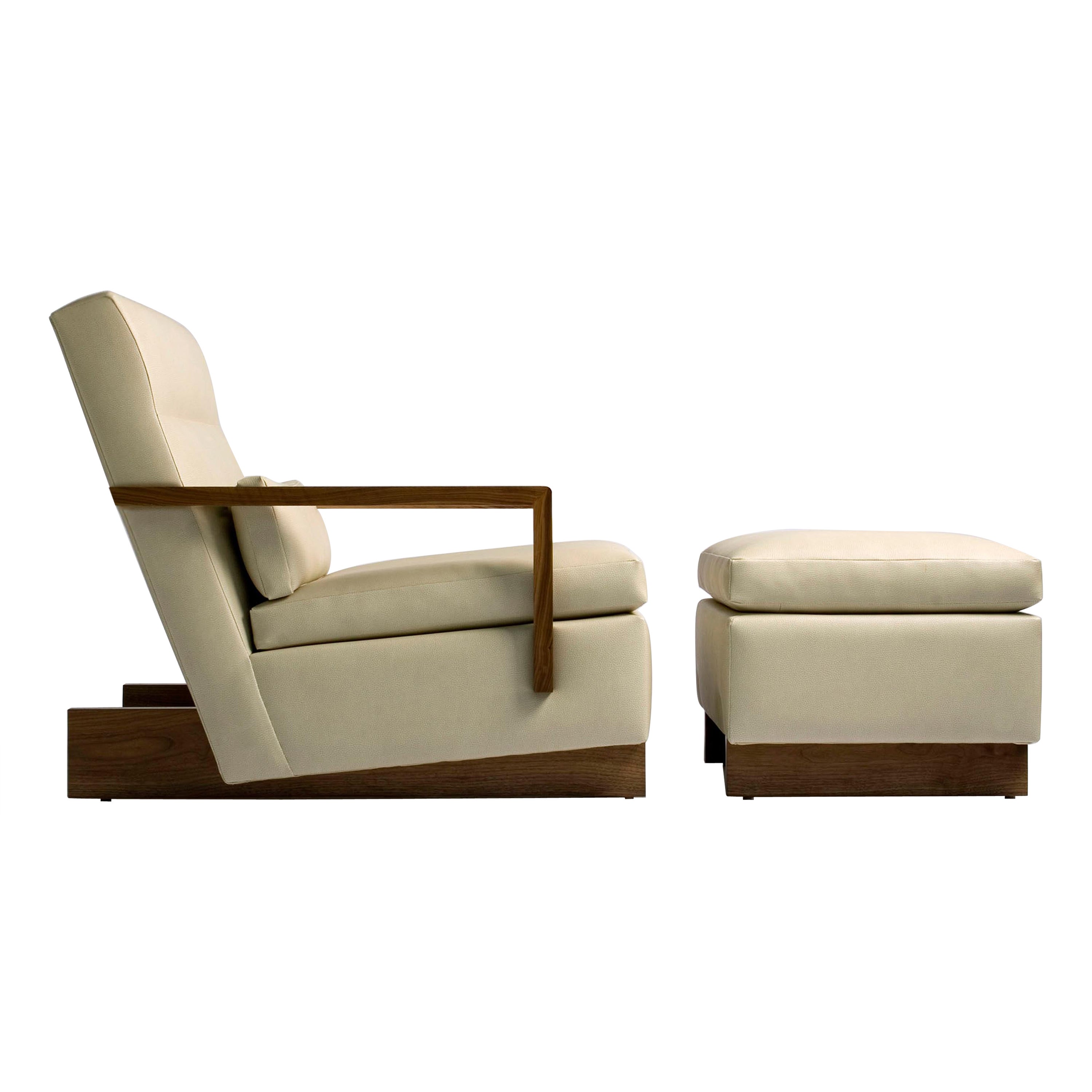 Set Of 2 Trax Lounge Chair With Arms And Ottoman by Phase Design For Sale