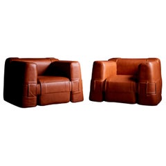 Pair of reupholstered 932 Lounge chairs by Mario Bellini for Cassina - 1960s