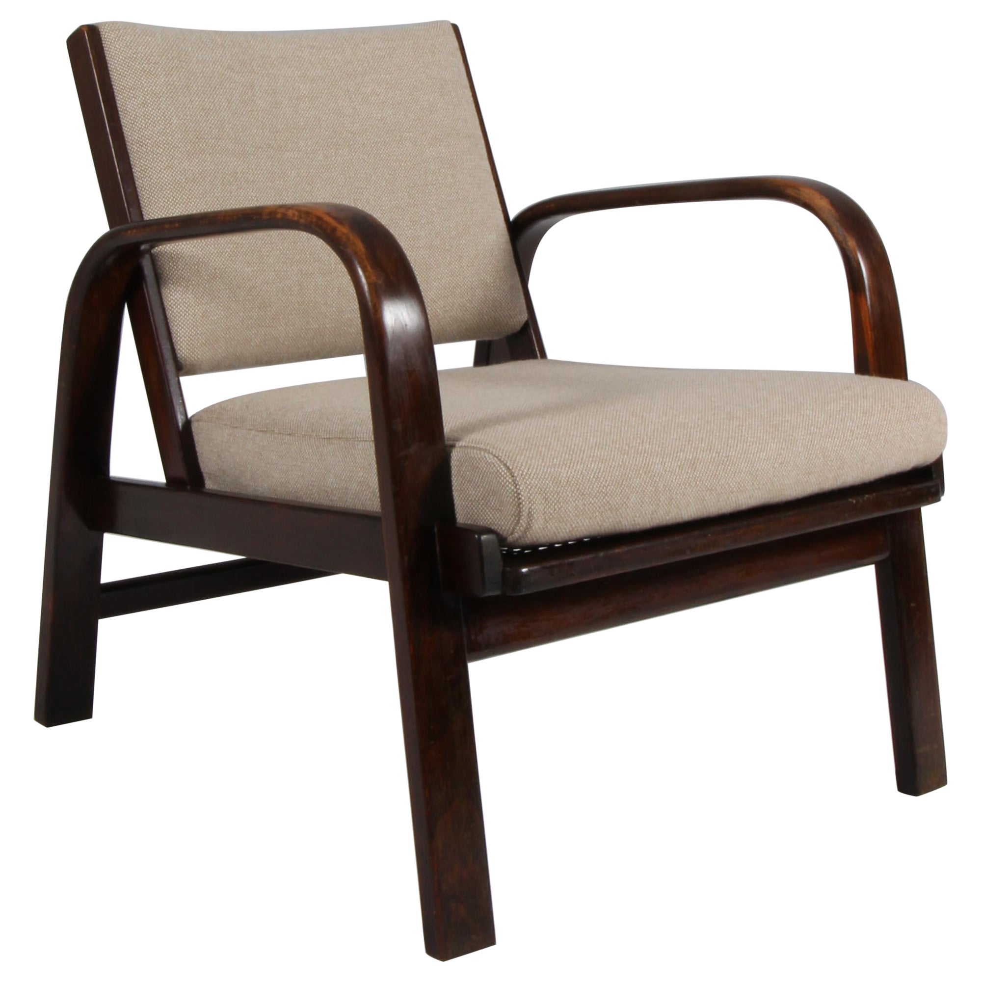 Magnus Stephensen lounge chair in beech, cane and wool, Fritz Hansen 1930's