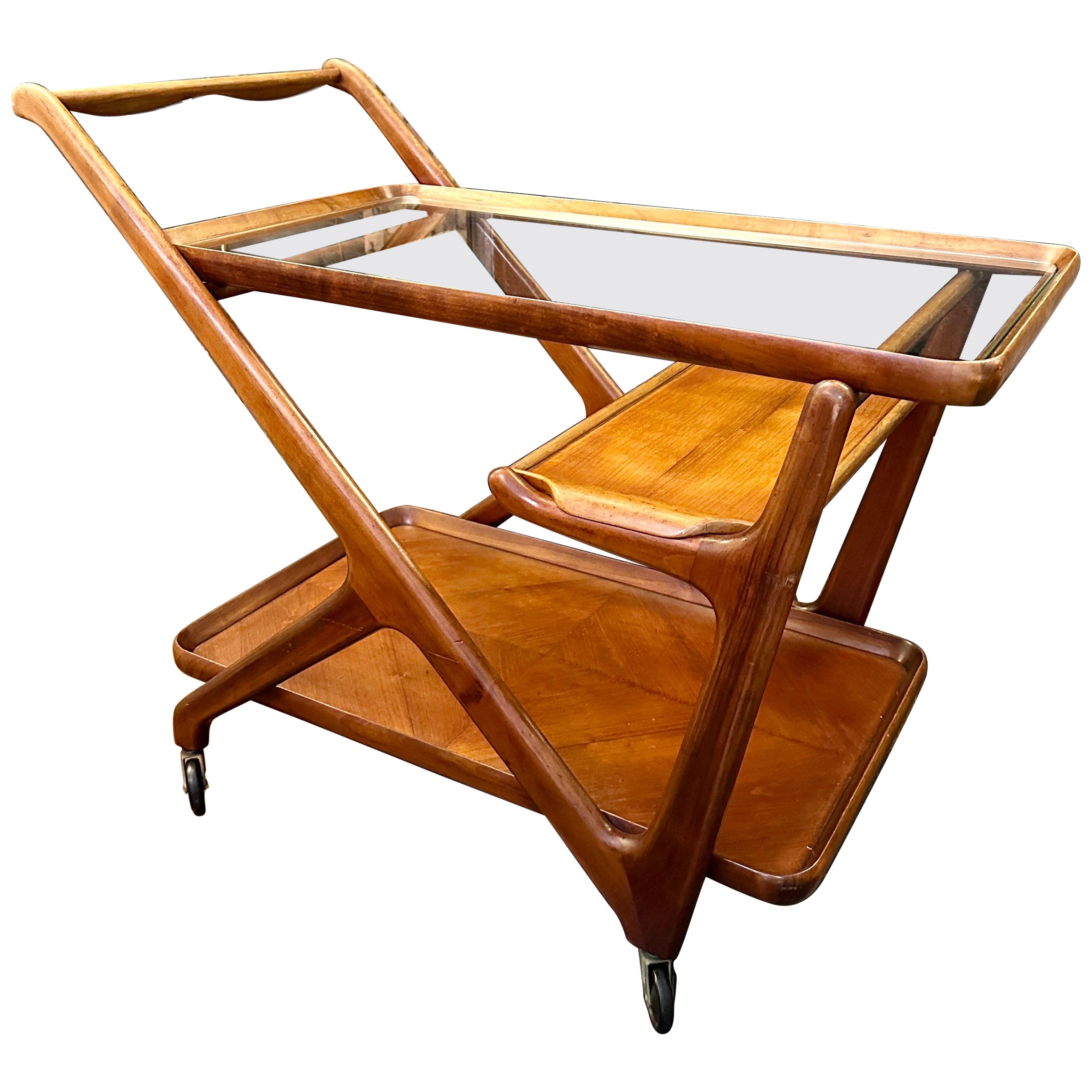 An Italian Mid Century Bar Cart By Cesare Lacca For Cassina  For Sale