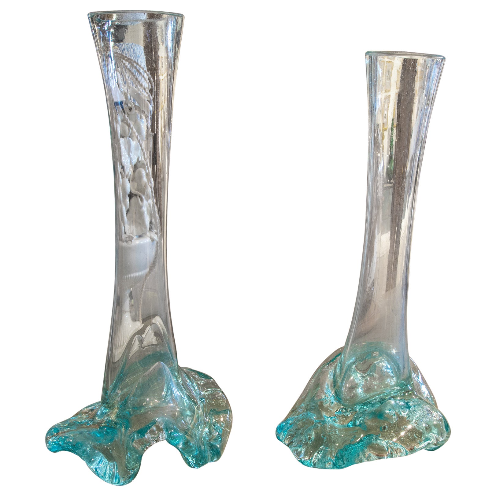 1950s Italian Pair of Murano Glass Flower Pots  For Sale