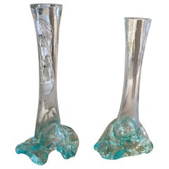 Vintage 1950s Italian Pair of Murano Glass Flower Pots 