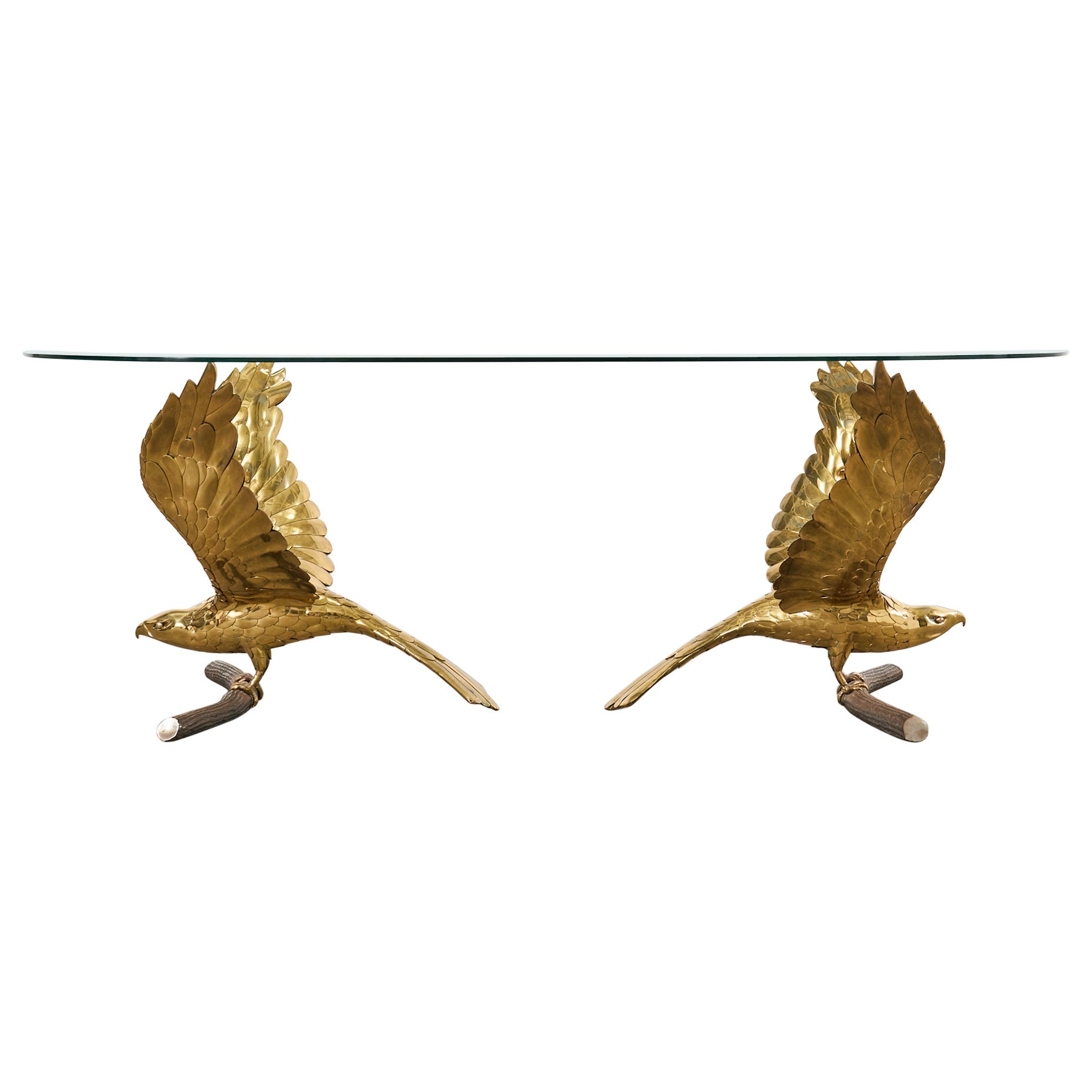 Signed Alain Chervet Brass Eagles Dining Table 