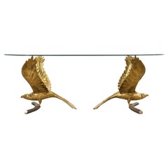 Antique Signed Alain Chervet Brass Eagles Dining Table 