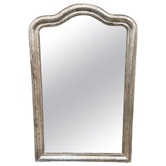 Antique Louis Philippe Mirror in Silver Gilt With Curved Top