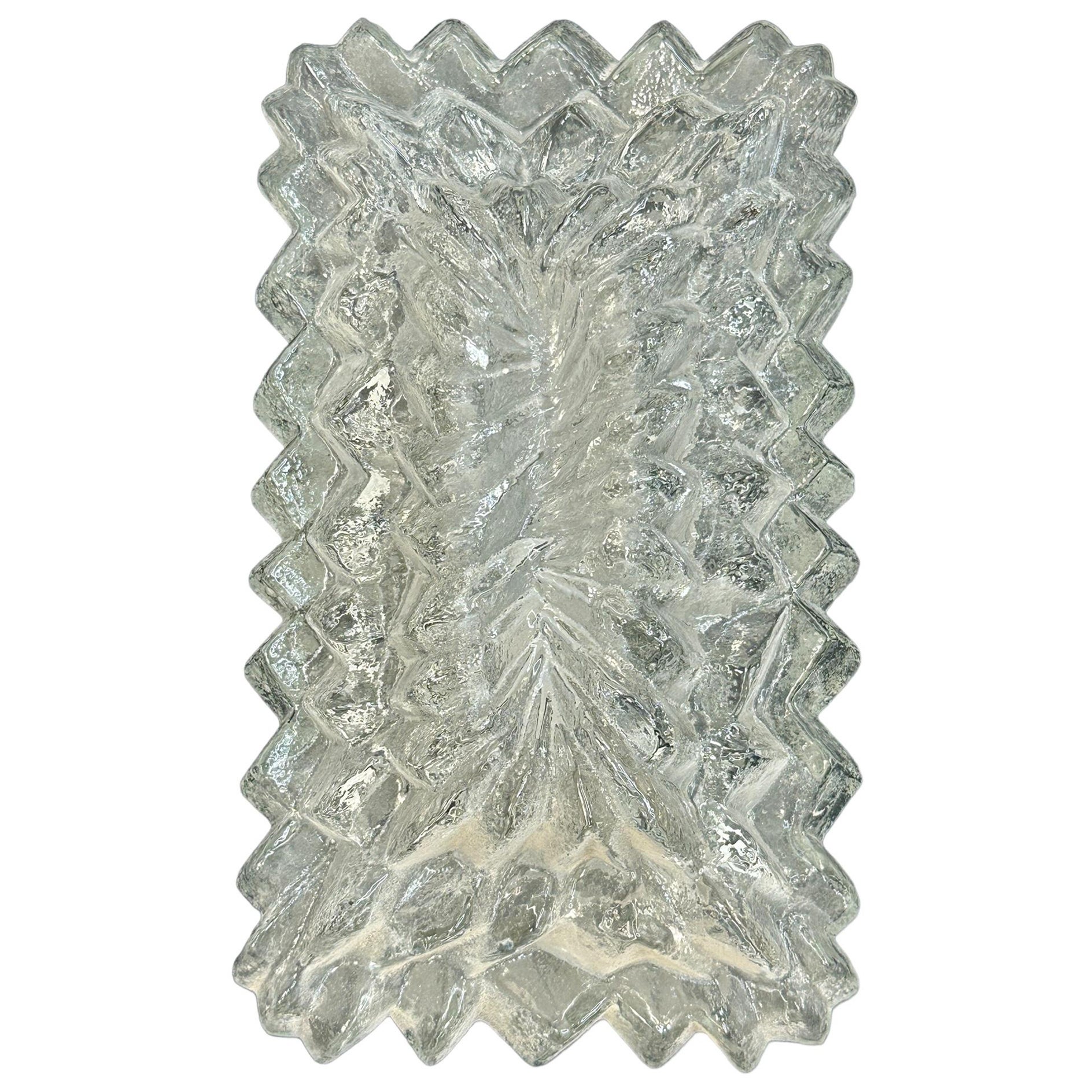 Ice Crystal Block Glass Sconce Vintage German, 1960s RZB Leuchten