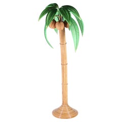 Vintage Rattan « coconut tree/palm tree » floor lamp
