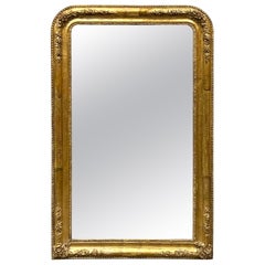 Miroir Louis Philippe français du 19ème siècle doré à l'or avec ornementation