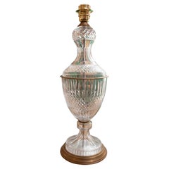 Antique Carved Glass and Bronze Table Lamp