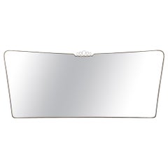 Miroir horizontal à trumeau en laiton de style moderniste italien du milieu du siècle, années 1950