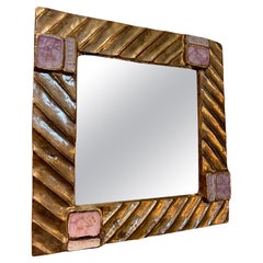 Vintage Ceramic mirror by Mithé Espelt, France, 1970's