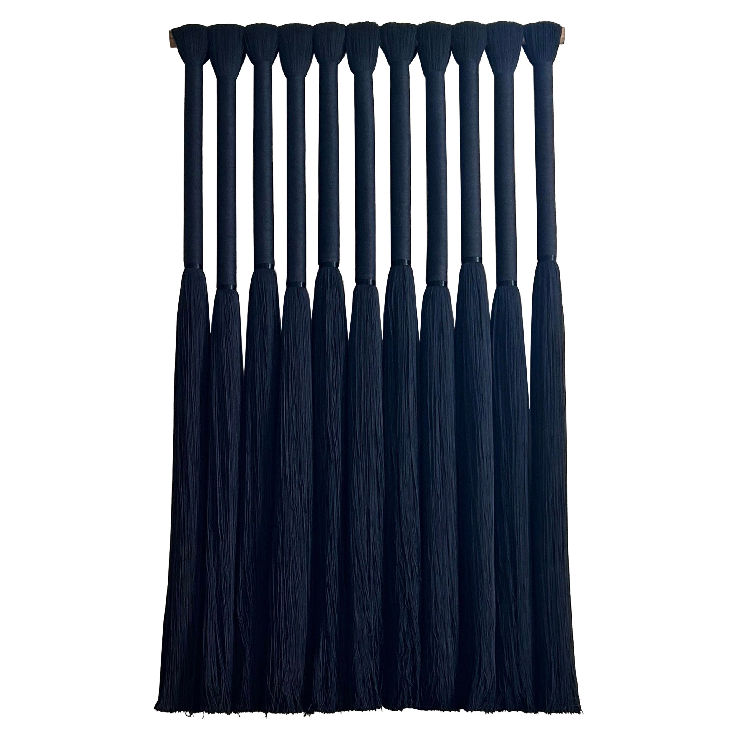 Mid-Century Modern Style Catamarca Black Raw Cotton Wall Tapestry For Sale