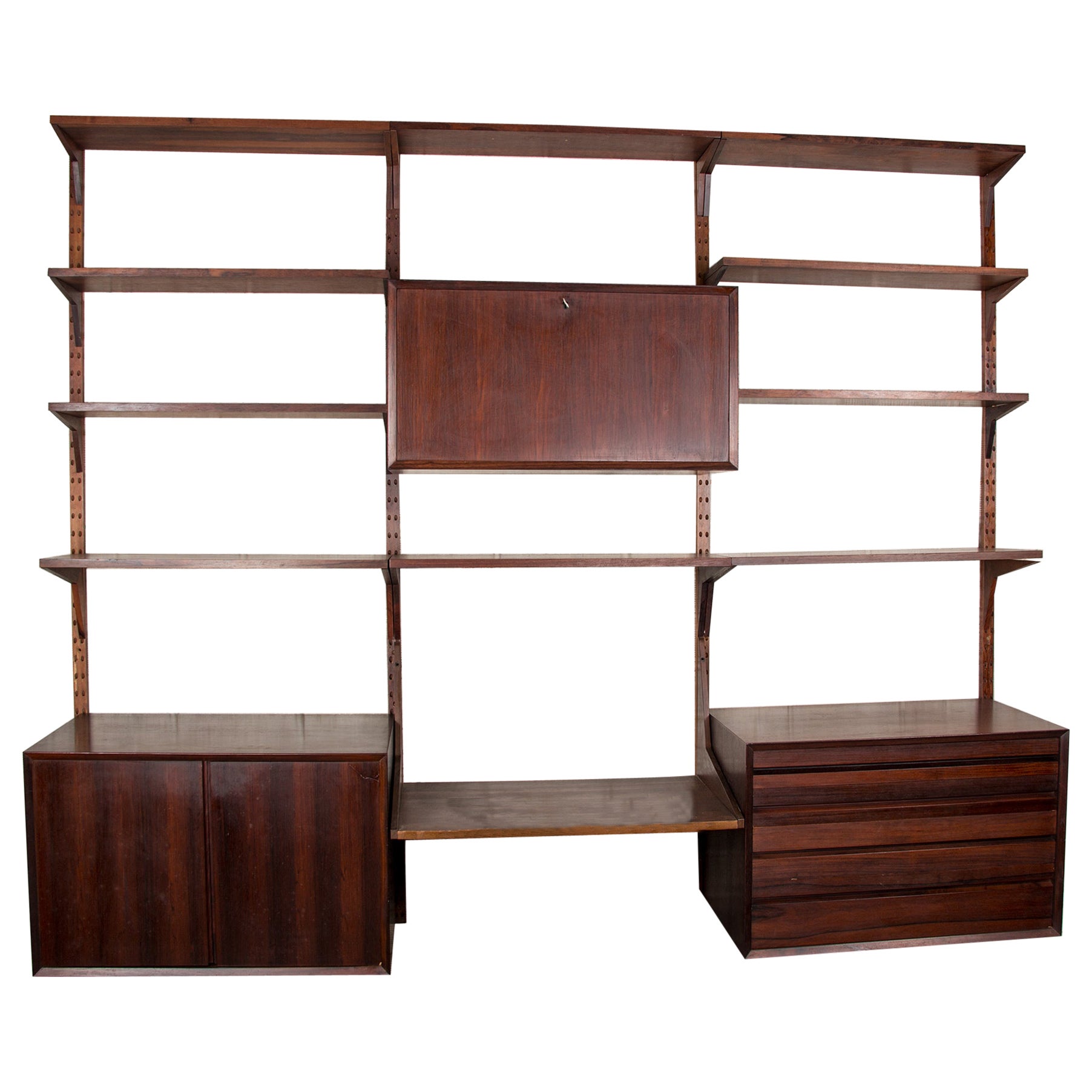 Large Danish modular shelf in Rosewood by Poul Cadovius 1960. For Sale