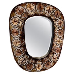 Vintage Ceramic mirror by Jean-Claude Malarmey, France, 1970's