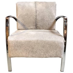 Modern Lounge Chair with Grey Cowhide