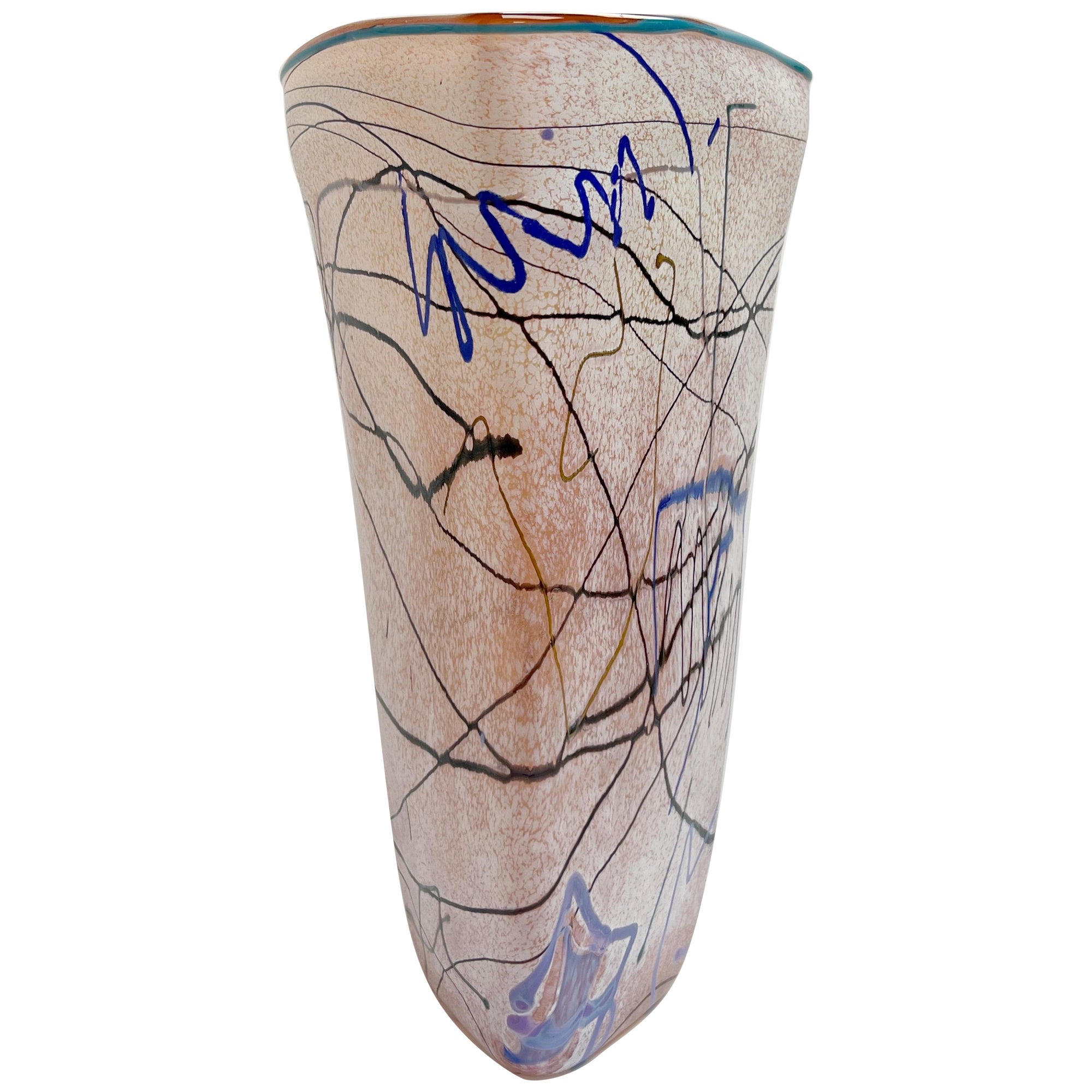 Bunte Vase aus Kunstglas von Taylor Backes im Angebot