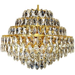 Very Large 9-Tiers Gilded Lobmeyr Chandelier, 1960s Modernist Pendant Light 10