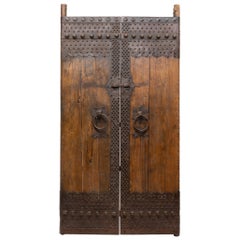 Antique Pair of Chinese Iron Bound Courtyard Doors, c. 1850