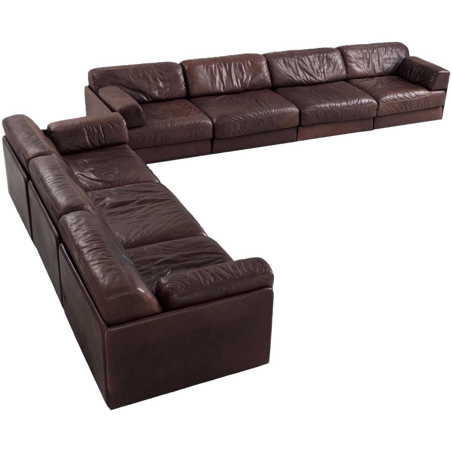 De Sede DS 76 Modular Sofa in Dark Brown Leather For Sale at 1stdibs