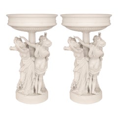 Pair Of German 19th Century Louis XVI St. Dresden Porcelain Planters