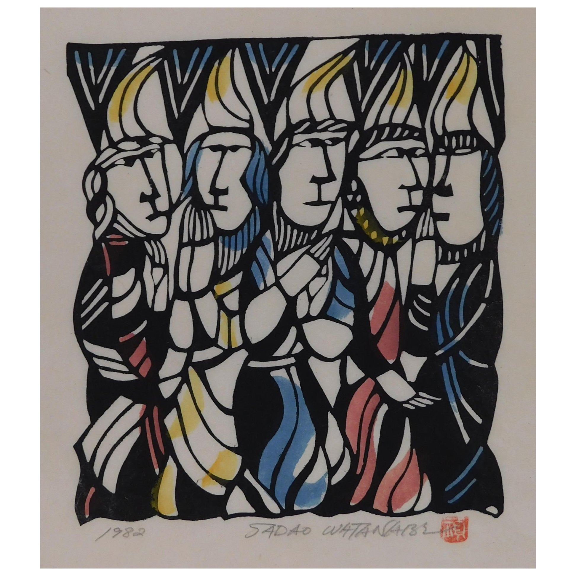 Sadao Watanabe Original Stencil Print, 1982 - Pentecost For Sale