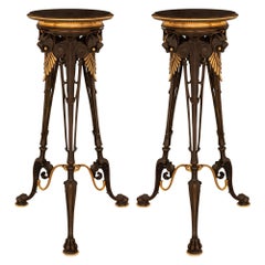 Antique Pair Of French 19th Century Neo-Greek St. Ormolu And Patinated Bronze Pedestals